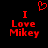 Red pixelated text 'I Love Mikey' with a heart symbol above the 'I', displayed on black background.