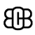 Black and white pixelated icon with interlocking curved shapes forming a symmetrical design resembling stylized letters.