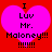 Two identical pixelated heart-shaped icons with red background and black text reading "I Luv Mr. Maloney!!!" followed by six exclamation marks.