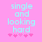 Pixelated text 'single and looking hard' in light blue on pink background with five pink plus symbols below, two versions differ in plus symbol spacing.