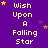 Purple background with yellow text reading "Wish Upon A Falling Star" and scattered yellow and purple stars.