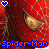 A 3x3 contact sheet of animated frames showing a close-up of Spider-Man's face with red webbing pattern, blue text reading "Spider-Man", and small heart icons in the corners.