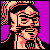 Pixelated static icon of a character with dark hair and sunglasses against a purple background, rendered in 8-bit style with pink/orange tones.