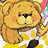 Pixelated cartoon bear with light brown fur, black nose and eyes, pink cheeks, wearing white shirt with yellow star-like shapes.
