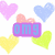 Pixelated heart shapes in pastel colors with text overlays reading 'omg', 'its', and 'me' on a white background.