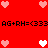 Red background with pixelated hearts and repeated text 'AG+RH=<333' in black.