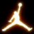 Animated icon of a basketball player silhouette in mid-air jump with arms raised, glowing white against dark background.