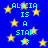 Blue background with yellow stars and repeated cyan text 'ALICIA IS A STAR' with a cyan heart symbol.