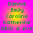 Green pixelated text lists names and 'DECK 4 eva' on a pink-yellow gradient background with four identical