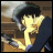 A 48x48 pixel buddy icon featuring a split composition with an anime-style character on the left and text elements on the right, displayed as part of a contact sheet.