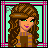 Animated contact sheet of a pixel art doll character with long brown hair, wearing a striped sweater and star-patterned jeans across multiple frames showing different poses and text overlays.