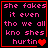 Four identical display pink pixelated text on black background with red border, each containing "she fakes it even tho we all kno shes hurtin" and a heart symbol