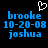 Pixelated blue text on black background with white heart symbol above, showing identical static layout of names and date.