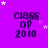 Purple background with repeated 'class of 2010' text and scattered white stars in a