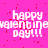 A static image with a bright pink background displaying repeated white text 'happy valentine's day!!!' in a pixelated font, with red confetti-like dots scattered across the surface.