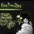 Pixelated green and white creature with glowing yellow eye, dark background, and green horizontal bar above.