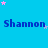 Blue background with repeated 'Shannon' text and scattered pink and light blue stars, partially cropped on the right.