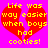 A static pixel art image with a bright pink background, red broken heart shape, and yellow text reading "Life was way easier when boys had cooties!".