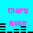 Pixelated text 'mary' and 'Kate' in pink on cyan background with black horizontal bars, animated to shift positions.