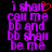 Two side-by-side pixelated text displays with purple letters on black background; left display has red heart symbol above 'shall' while right is plain.
