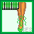 A 4x3 contact sheet of pixel art frames showing a cartoon woman with green hair and Irish-themed elements, including text phrases like "Kiss Me" and "I'm Irish," and partial views of her body parts.