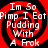 Red and black spiral background with white text reading "Im So Pimp I Eat Pudding With A Frok" in a circular arrangement.