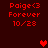Red pixelated text 'Paige<3 Forever 10/28' appears in four positions on a dark red background with three distinct heart icons.