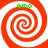 Four identical orange and white spiral patterns arranged in a with green text 'emo' above each spiral