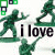 Animated contact sheet of green toy soldiers with text fragments "i love army" and "men!" across frames on white background with colored squares in corners.
