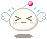 A 4-frame pixel art animation of a white round character with wings, pink cheeks, and a pink gem on its head, showing variations in facial expression and wing position across frames.