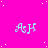 A bright pink background with scattered white dots and repeated light blue 'AeH' text in a stylized font, with a gray rectangle in the bottom right corner.