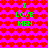 Pixelated icon with bright pink background covered in red heart shapes, displaying green text "I LOVE MEH" in four identical sections.