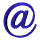 Animated sequence of @ symbols in blue and black with varying stroke styles on gray background.