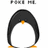 Pixelated penguin icon with black body, white belly, orange beak and feet, and pink text reading "McKenzie" at bottom right.