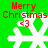 Green background with four white snowflakes, each displaying "Merry Christmas" text and a red "<3" symbol above them.