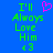 Blue background with green text reading "I'll Always Love Him <3" and a pink pixelated heart symbol above the text.