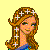 Pixel art contact sheet showing multiple frames of a rainbow-themed animated buddy icon with a female character wearing star headband and rainbow crop top, alongside text elements "Taste The Rainbow" and "Skittles" on yellow background.