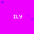 A static image with a bright purple background featuring repeated white text "ILY" and scattered small blue stars.