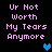 A 4-frame animated contact sheet showing a pixelated text-based icon with pink text and blue hearts on black background, displaying sequential heart color changes across frames.