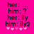 A static image with a bright pink background displays text exchanges between 'her' and 'him', ending with five light pink heart symbols.
