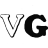 Pixelated black and white image of two large capital letters 'V' and 'G' on a white background.