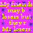 Yellow text on purple background repeats 'My friends may be losers but they're MY losers.' in a pattern with blue pixelated dots