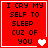 Red background with black pixelated text reading "I CRY MY SELF TO SLEEP CUZ OF YOU" and white heart symbols changing from one to two.