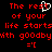 Red pixelated text on black background with white heart symbol replacing 'e' in 'rest', repeated twice side-by-side.