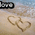 Beach scene with heart drawn in sand, overlaid with text "love" and "means nothing to a tennis player" on polka-dot and tennis ball backgrounds.