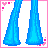 Animated contact sheet of 19 pixel art frames showing a character's legs, torso, and text fragments forming song lyrics with pink borders and butterfly accents.