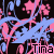 Animated pattern of pink flowers and blue vines on black background with repeated 'Tina' text in white outline font.