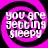 Four identical display a pink and black spiral with white text reading "you are getting sleepy" in a pixelated font