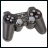 25 identical gray game controllers with white buttons, each displaying different text overlays in various colors and fonts