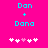 Two identical pixel art images side-by-side on a bright pink background, each showing cyan text 'Don + Dona' above five white and one light pink heart symbols.